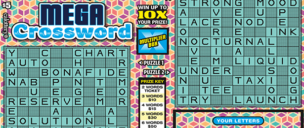 MEGA Crossword scratch-off ticket