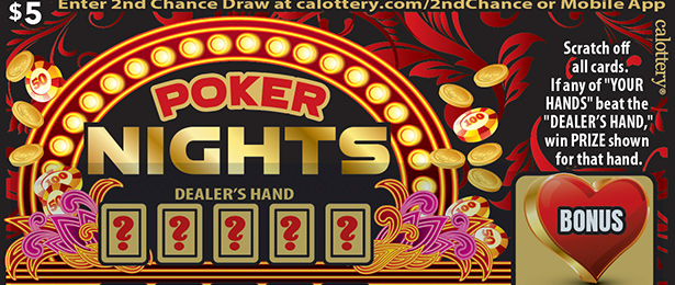 Poker Nights scratch-off ticket