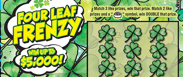 Four Leaf Frenzy scratch-off ticket