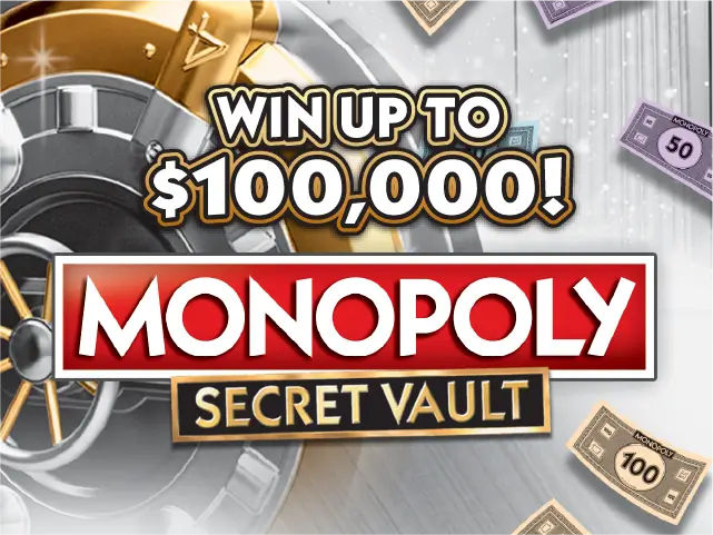 MONOPOLY™ SECRET VAULT scratch-off ticket