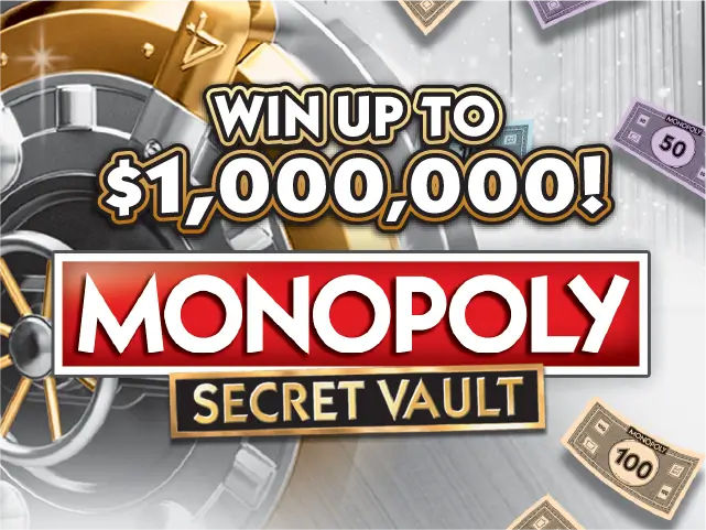 MONOPOLY™ SECRET VAULT scratch-off ticket