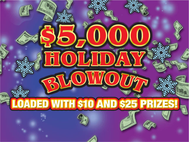 $5,000 Holiday Blowout scratch-off ticket