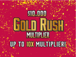 $10,000 GOLD RUSH MULTIPLIER scratch-off ticket