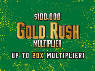 $100,000 GOLD RUSH MULTIPLIER scratch-off ticket