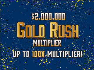 $2,000,000 GOLD RUSH MULTIPLIER scratch-off ticket