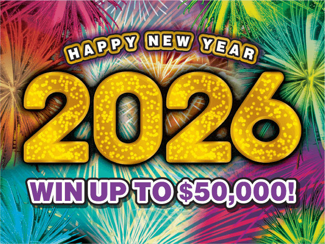 HAPPY NEW YEAR 2026 scratch-off ticket