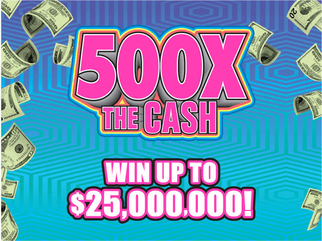 500X THE CASH scratch-off ticket