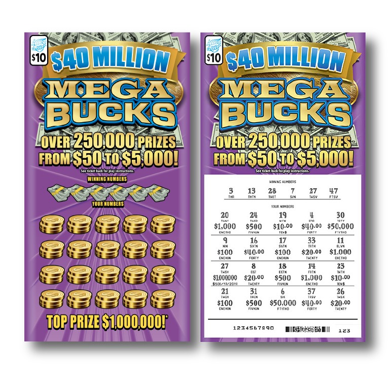 $40 Million Mega Bucks scratch-off ticket