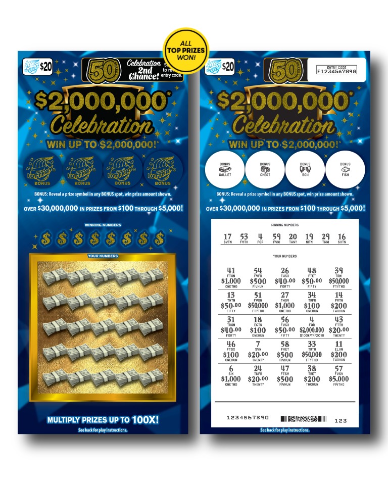 $2,000,000 Celebration scratch-off ticket