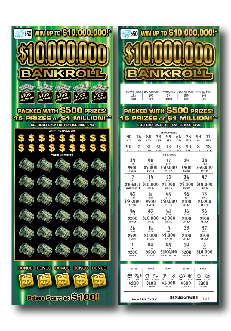 $10,000,000 Bankroll scratch-off ticket