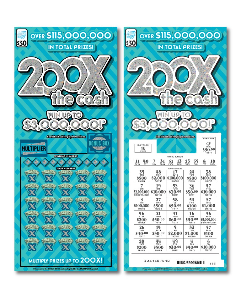 200X the Cash scratch-off ticket