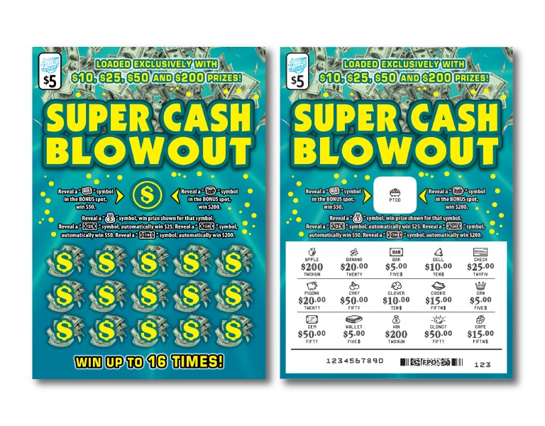 Super Cash Blowout scratch-off ticket