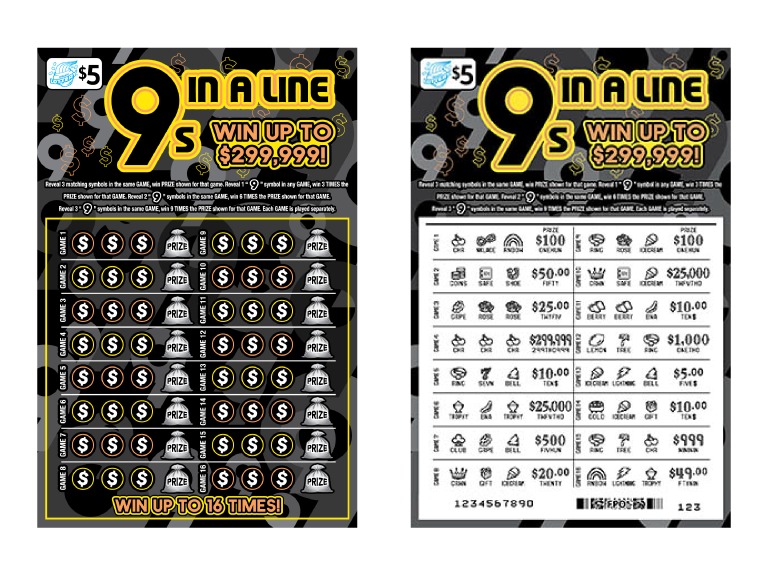 9s in a Line scratch-off ticket