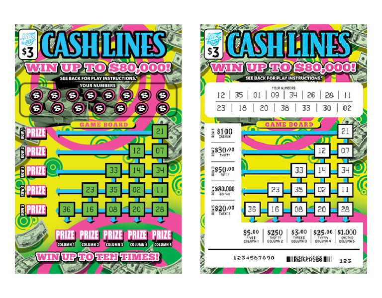 Cash Lines scratch-off ticket