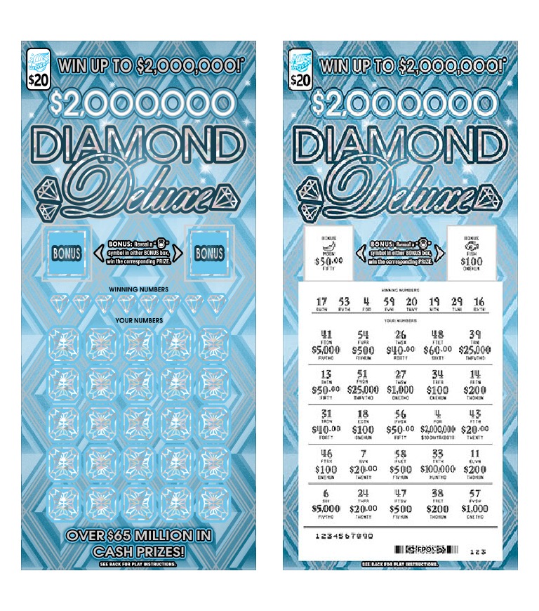 $2,000,000 Diamond Deluxe scratch-off ticket