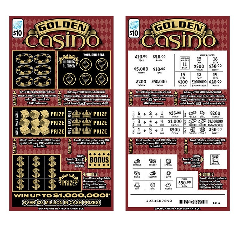 Golden Casino scratch-off ticket