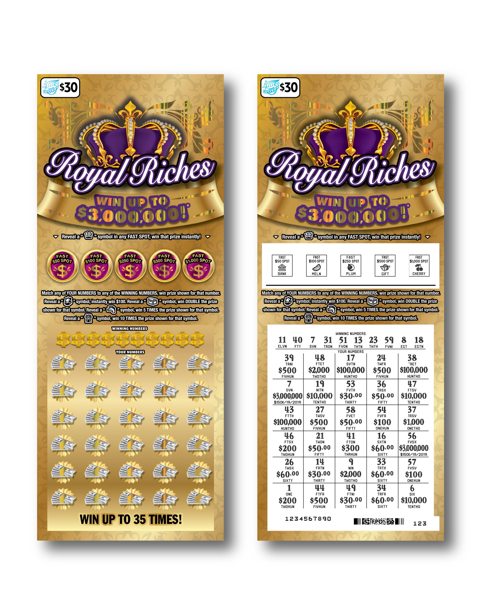 Royal Riches scratch-off ticket