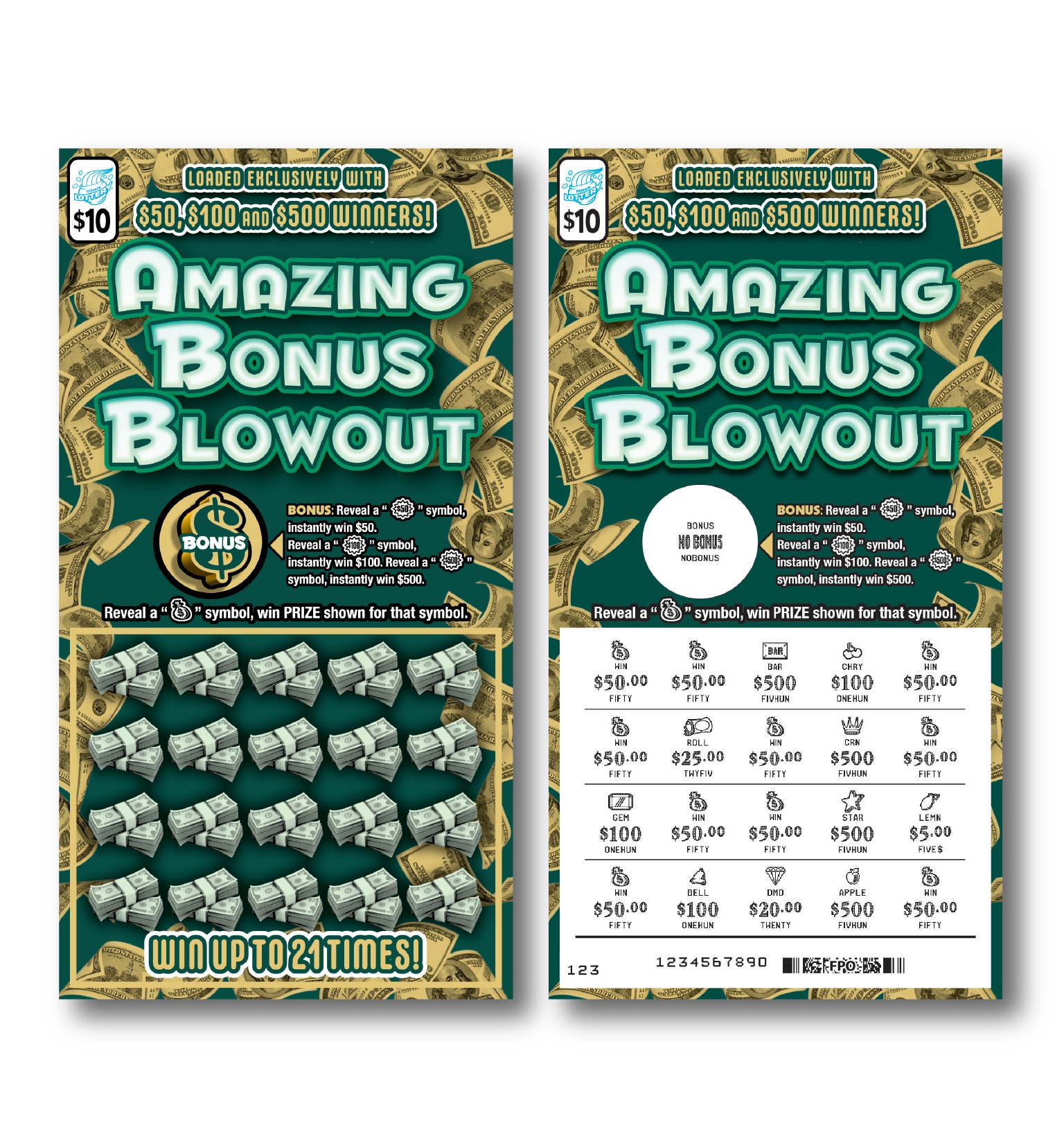 Amazing Bonus Blowout scratch-off ticket