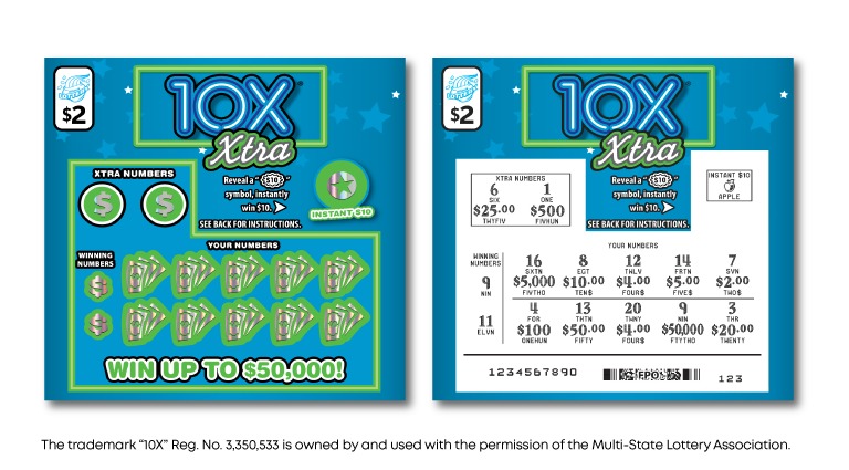 10X® Xtra scratch-off ticket