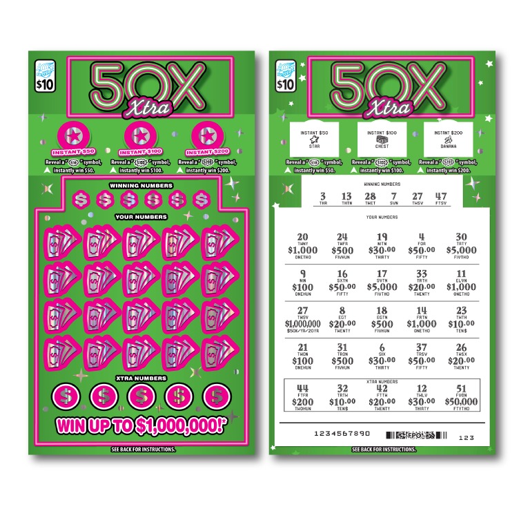50X Xtra scratch-off ticket