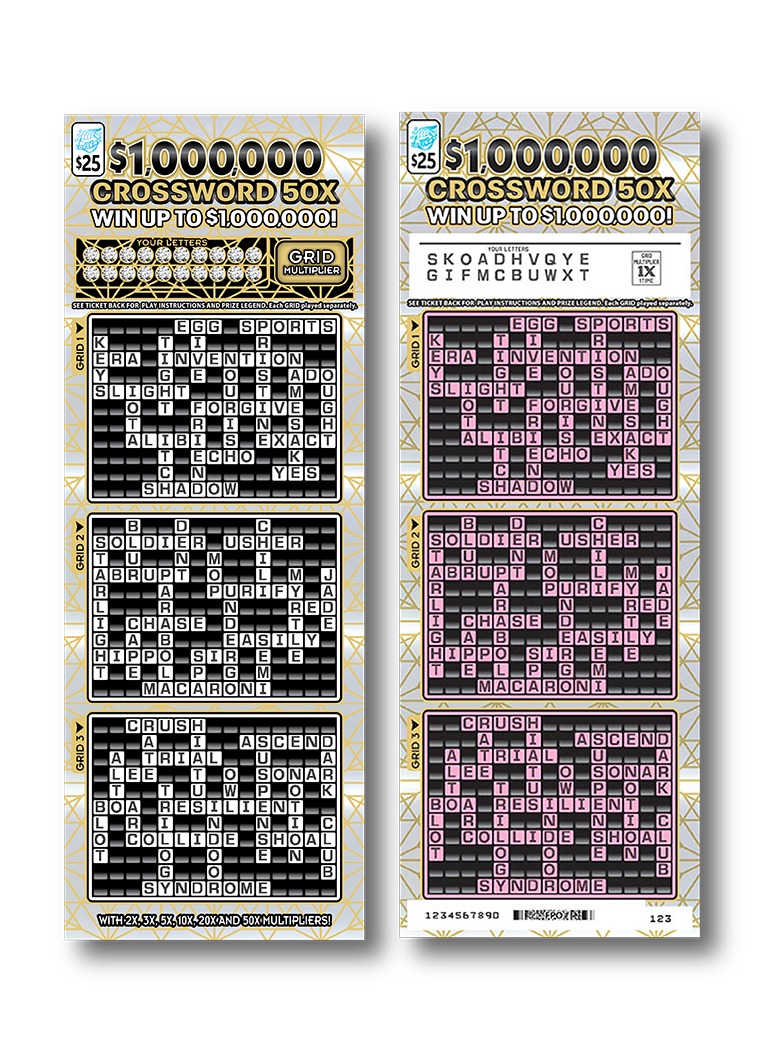 $1,000,000 Crossword 50X scratch-off ticket