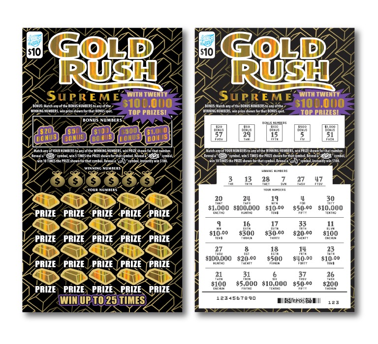 Gold Rush Supreme scratch-off ticket