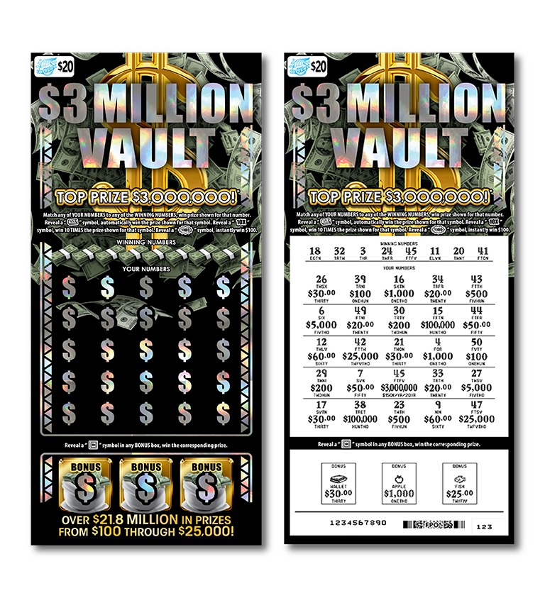 $3 Million Vault scratch-off ticket