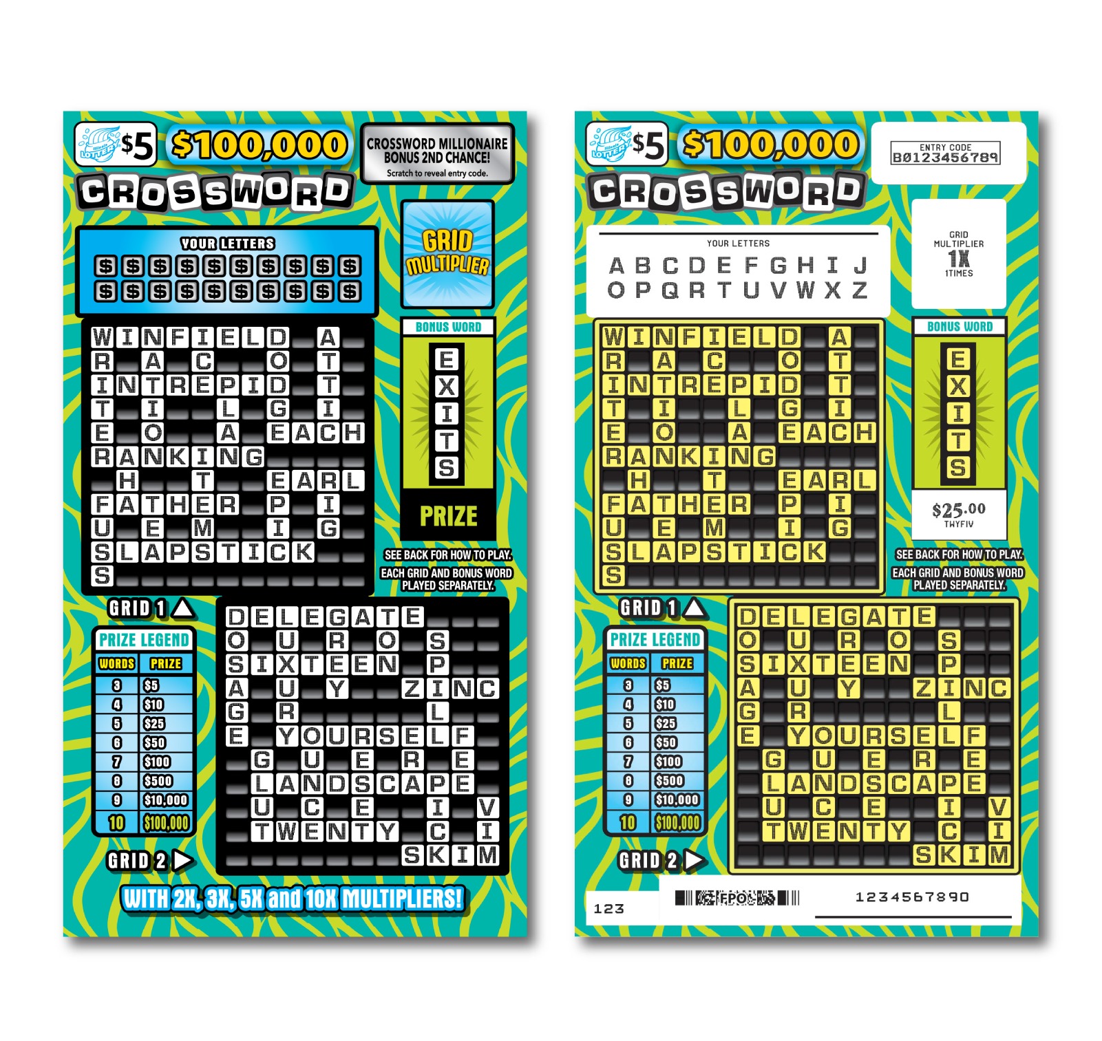 $100,000 Crossword scratch-off ticket