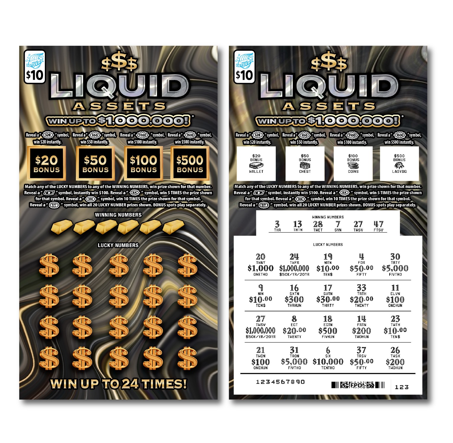Liquid Assets scratch-off ticket