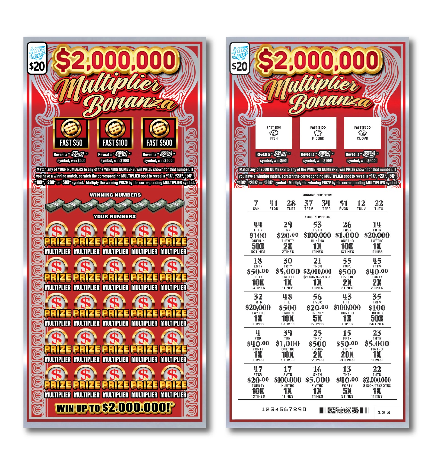 $2,000,000 Multiplier Bonanza scratch-off ticket