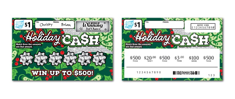 Holiday Ca$h scratch-off ticket