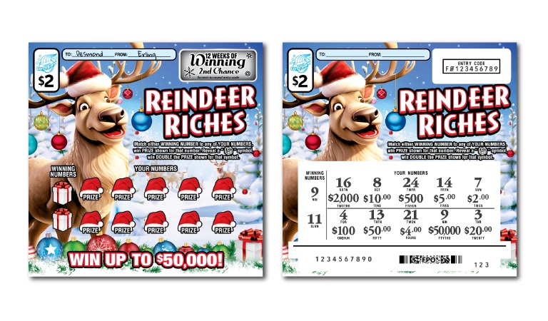 Reindeer Riches scratch-off ticket