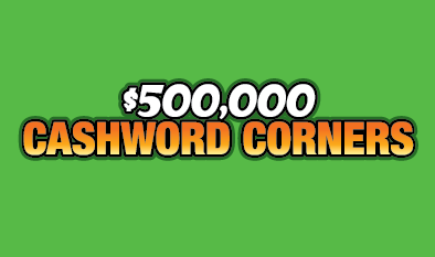$500,000 CASHWORD CORNERS scratch-off ticket