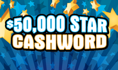 $50,000 Star Cashword scratch-off ticket