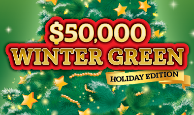 $50,000 Winter Green scratch-off ticket