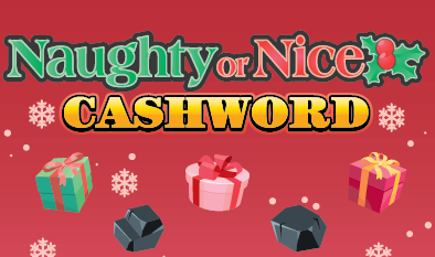 NAUGHTY OR NICE CASHWORD scratch-off ticket