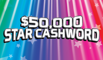$50,000 Star Cashword scratch-off ticket