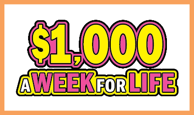 $1,000 A WEEK FOR LIFE scratch-off ticket