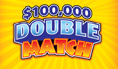 $100,000 DOUBLE MATCH scratch-off ticket