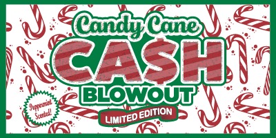 Candy Cane Cash Blowout scratch-off ticket