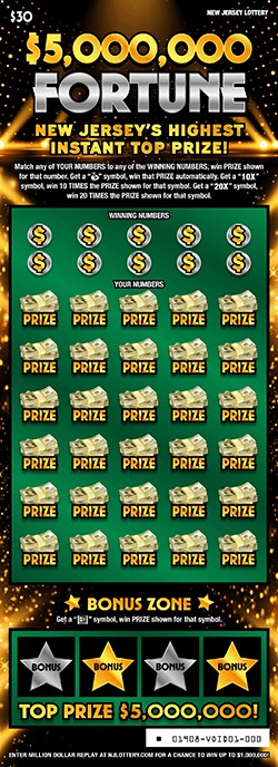 $5,000,000 Fortune scratch-off ticket