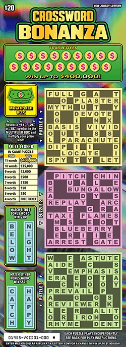 Crossword Bonanza scratch-off ticket