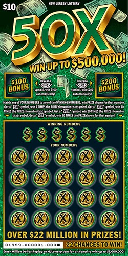 50X scratch-off ticket