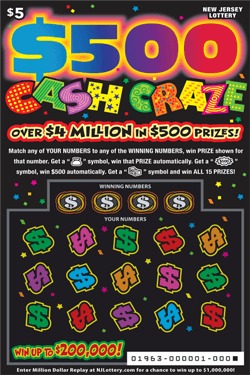 $500 Cash Craze scratch-off ticket
