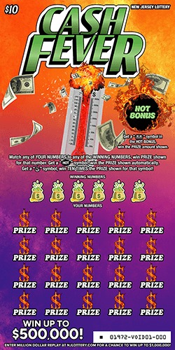 Cash Fever scratch-off ticket