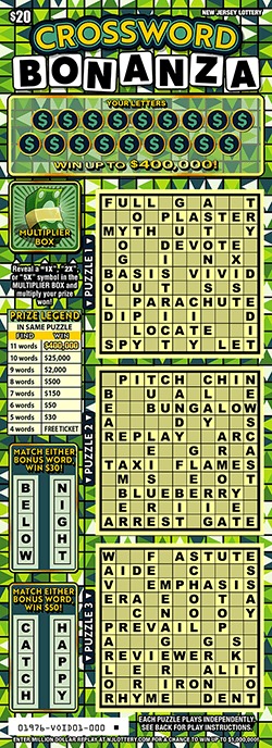 Crossword Bonanza scratch-off ticket