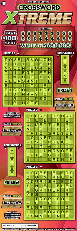 Crossword Xtreme scratch-off ticket