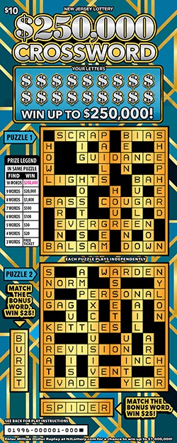 $250,000 Crossword scratch-off ticket