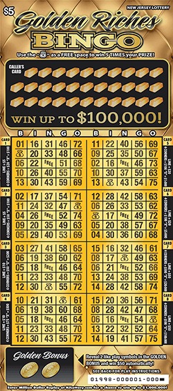 Golden Riches Bingo scratch-off ticket