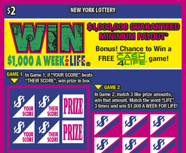 WIN FOR LIFE scratch-off ticket